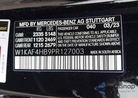 2023 Mercedes-Benz C 300 4Matic из США, поврежденный, VIN W1KAF4HB9PR127003